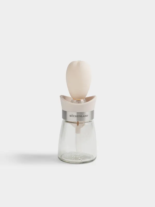 Контейнер для масла, 140 мл, с кисточкой, стекло/силикон, молочный, Milk kitchen, image-0