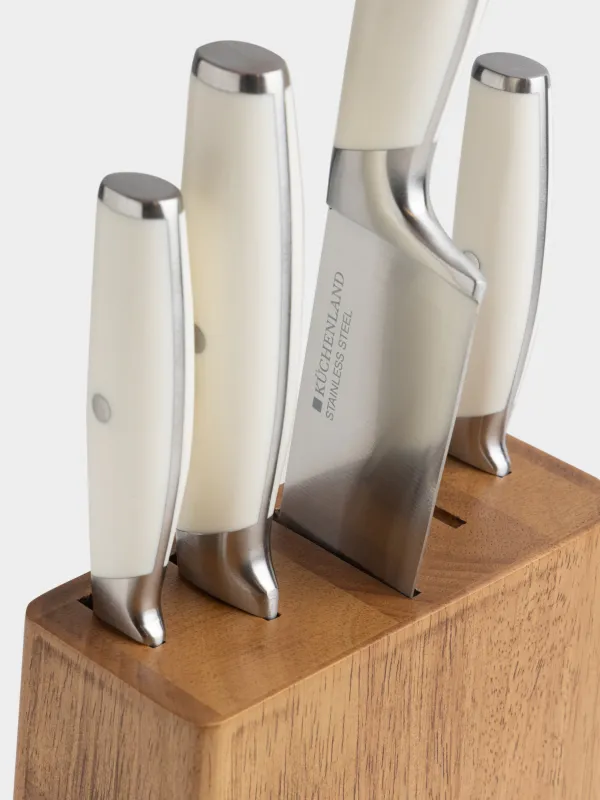 Набор ножей, в подставке, Wood kitchen, image-1