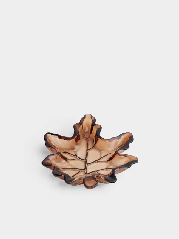 Блюдо, 23х21 см, стекло, коричневое, Кленовый лист, Leaves, image-4