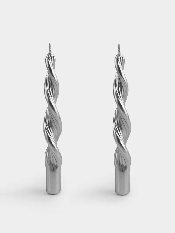 Шам, 2 дана, 20 см, жіңішке, күміс, Шиыршық, Spiral shape, image-0