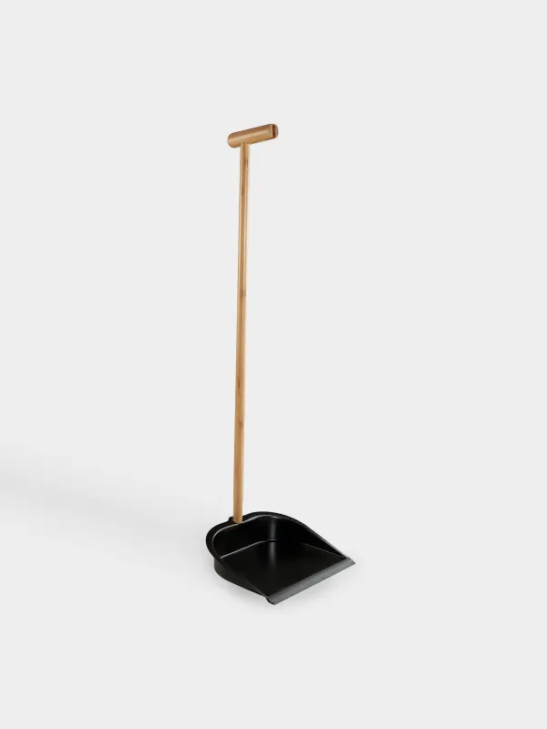 Щетка для мусора, с совком, 93 см, пластик/бамбук/сталь, черная, Black clean, image-2