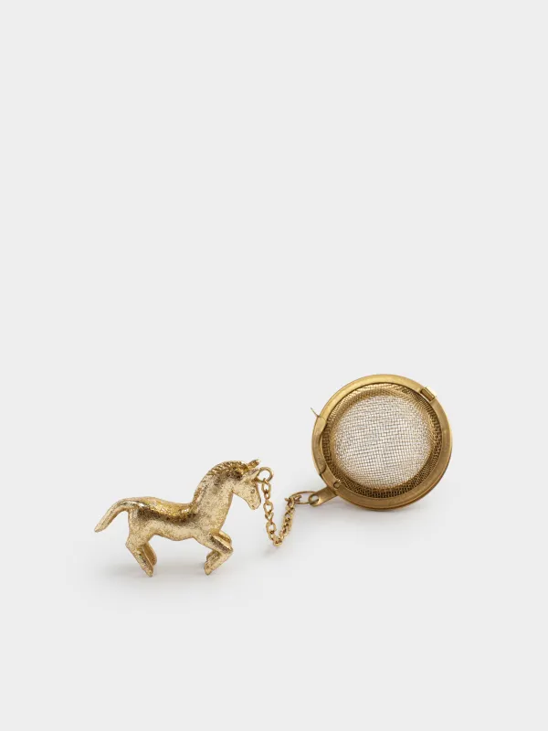 Сито для заваривания чая, 18 см, сталь/полирезин, Horse gold, image-1