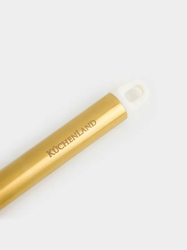 Қалақ, 35 см, саңылаулары бар, болат/силикон, сүт түстес, Bello gold, image-3
