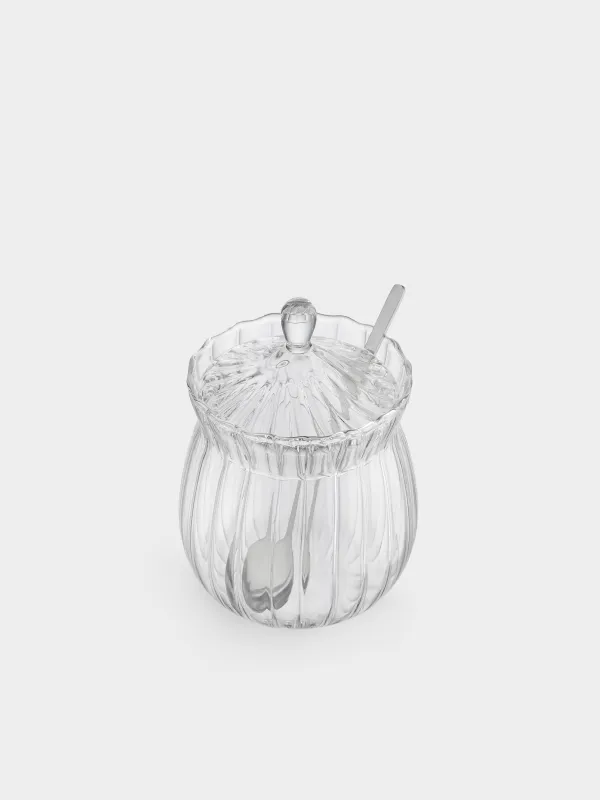 Қантсалғыш, 12 см, 350 мл, қасығы бар, шыны Р/болат, Camellia, image-2