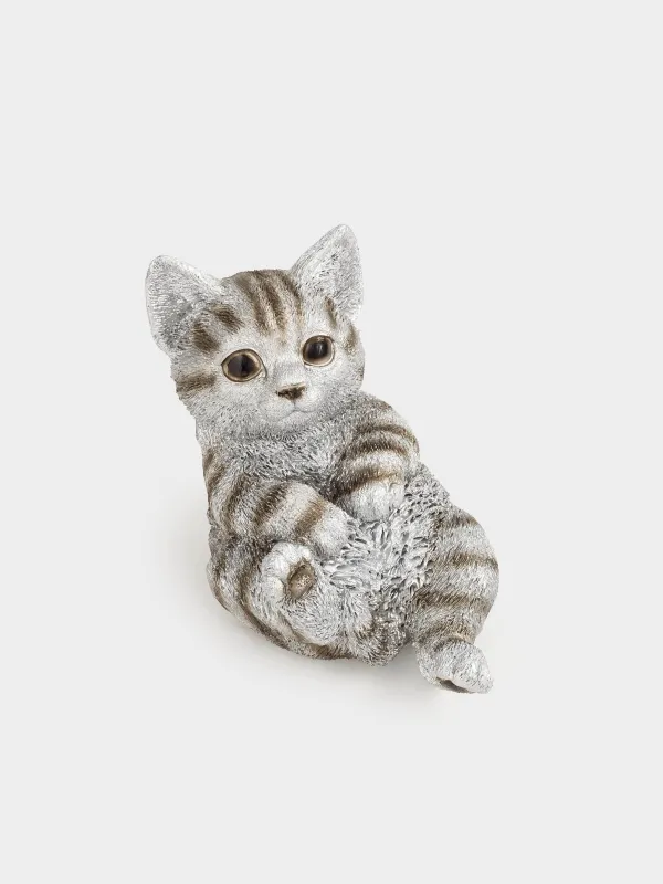 Мүсінше, 12 см, полирезин, күміс, Мысық жатыр, Cat, image-0