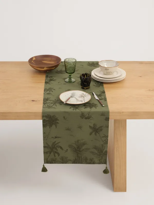 Дорожка настольная, 40х160 см, с кисточками, из жаккарда, Tropical oasis, image-2