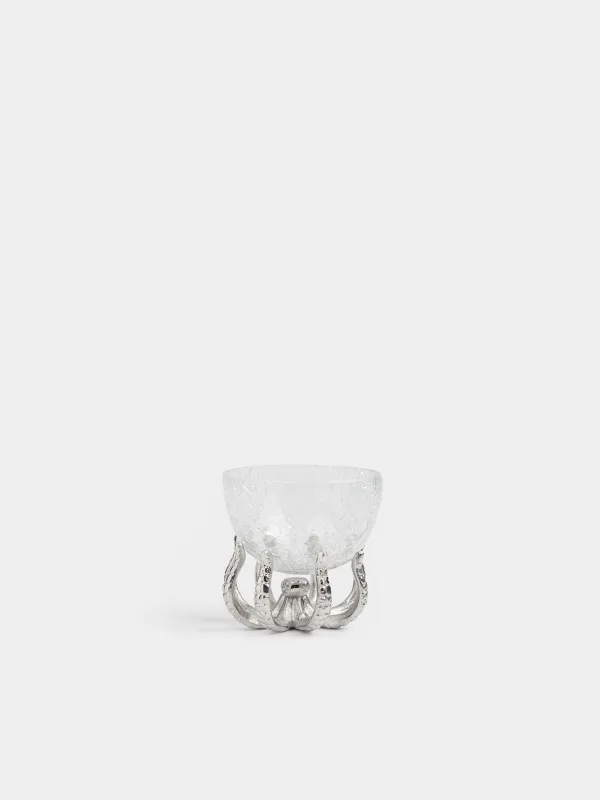 Ыдыс, аяқты, 11х11 см, шыны/металл, күміс түстес, Сегізаяқ, Fantastic ice, image-0