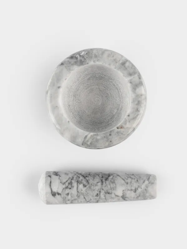 Дәмдеуіш ерітіндісі, 8 см, пестильмен, мәрмәр, сұр, Marble, image-2