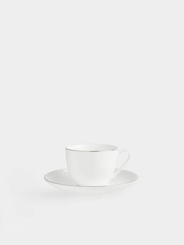 Пара чайная, с серебристым кантом, белая, Ideal silver, image-3