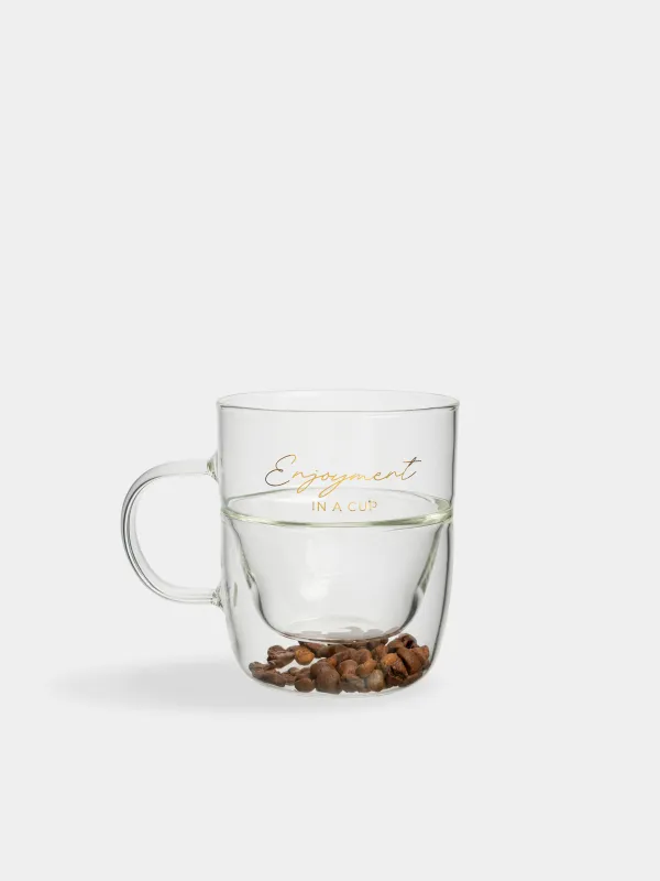 Саптыаяқ, 350 мл, шыны Б, ішінде кофе дәндері бар, Enjoyment in a cup, Air decor, image-0