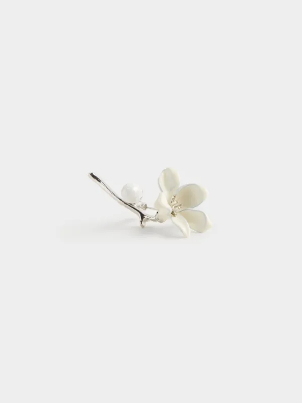 Танамоншақ, 6 см, металл/пластик, күміс, Гүл, Jewelry flower, image-1