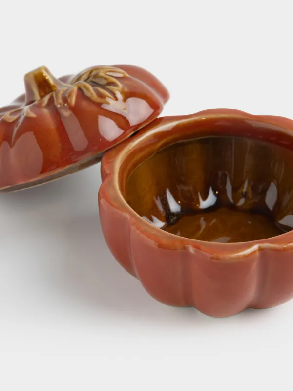 Емкость для хранения, 10х8 см, 160 мл, керамика K, оранжевая, Тыква, Autumn gourds, image-2