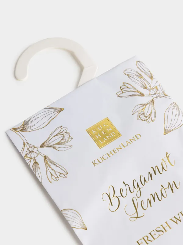 Саше ароматическое, 10х19 см, подвесное, Bergamot Lemon, Fresh white, image-2