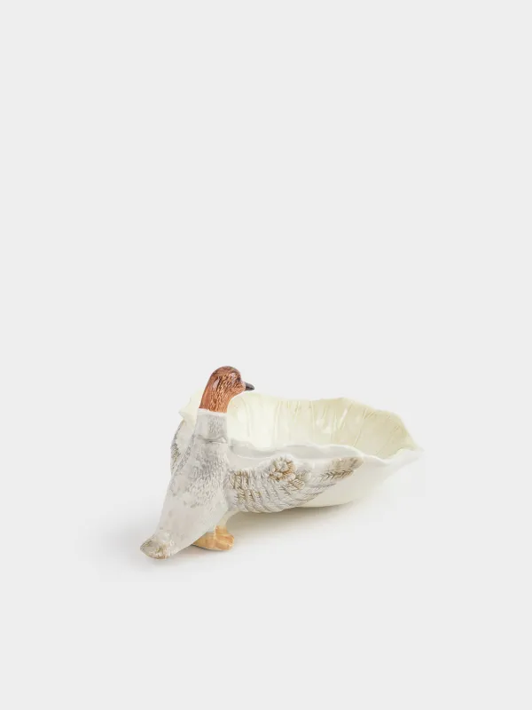 Ыдыс, терең, 20х14х18 см, керамика, ақ-сұр, Үйрек пен жапырақ, Duck, image-2