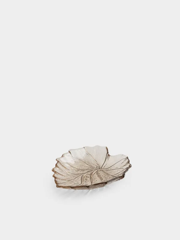Ыдыс, 16х14х2 см, шыны, жасыл, Жапырақ, Leaves, image-0