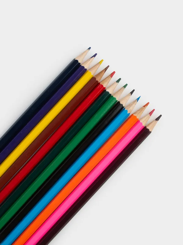 Қарындаштар жинағы, 12 дана, 17 см, түрлі-түсті, ұштағышы бар, Draw, image-3