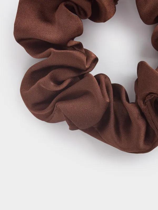 Резинка для волос, 6 см, сатин, коричневая, Silk, image-2