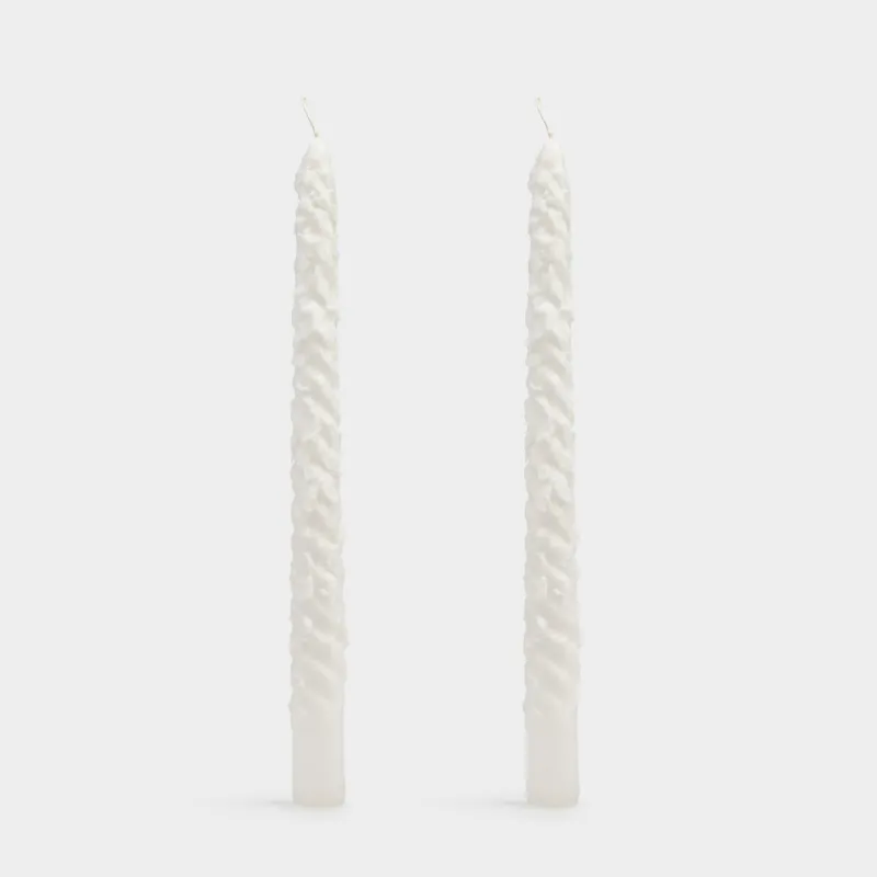 Свеча, 25 см, 2 шт, тонкая, Застывший снег, Snowy candle