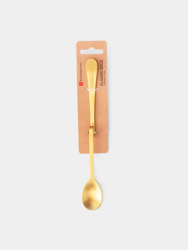 Шай қасық, 20 см, иілген тұтқасы бар, болат, алтын, Classic gold, image-4