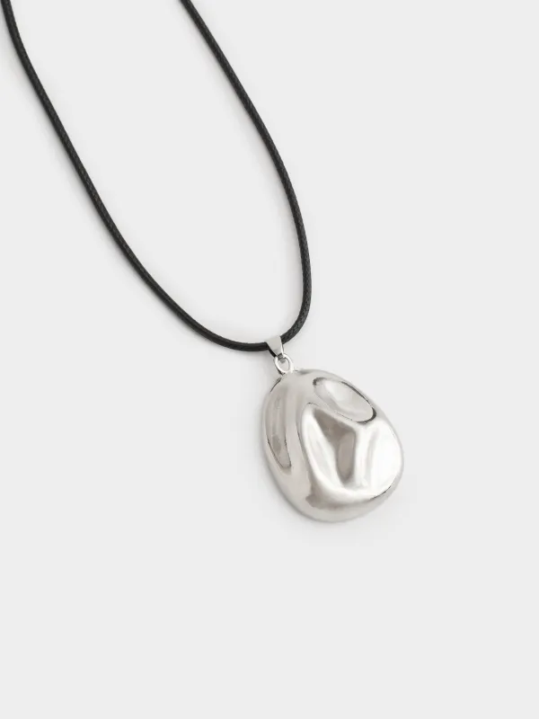 Цепочка-шнурок, 1 м, металл/полиэстер, серебристая, Кулон, Jewelry, image-1