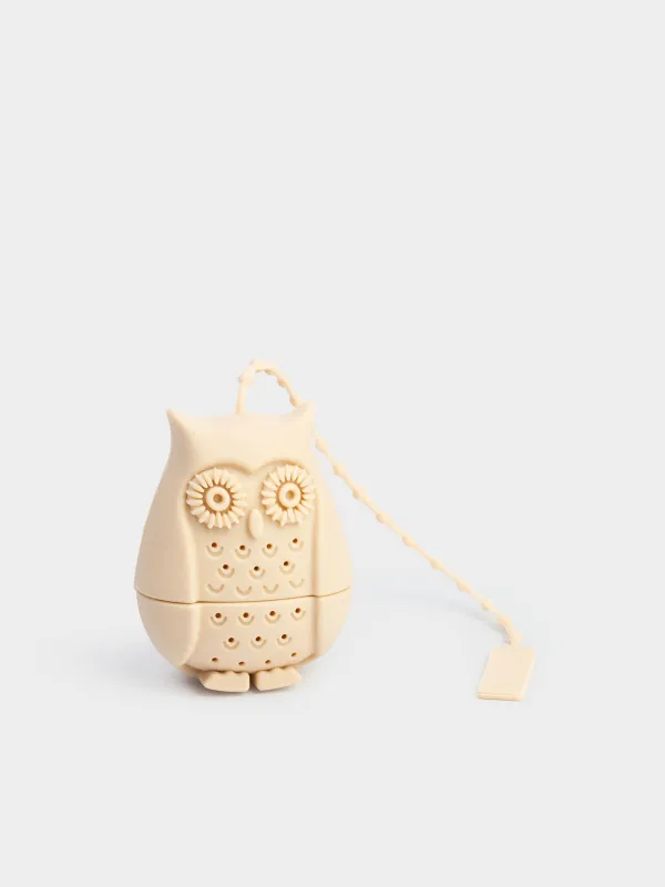 Сито для заваривания чая, 19 см, силикон, бежевое, Сова, Owl, image-0