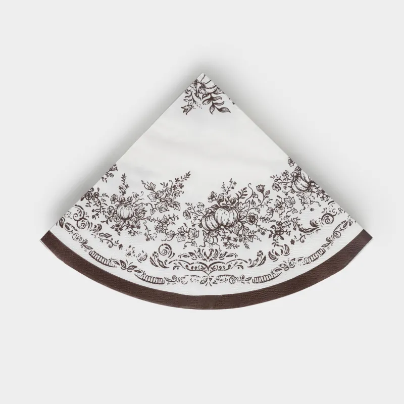 Салфетки бумажные, 33 см, 20 шт, круглые, белые, Узоры, Pumpkin lace