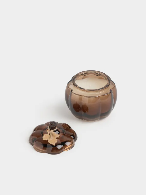 Хош иісті шам, 9х10 см, шам ұстағышта, шыны, қоңыр, Gourmand Vanilla, Pumpkin shape, image-3