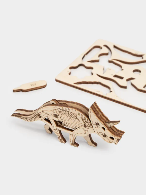 Шығармашылық жиынтығы, 13х6 см, 3D-конструктор, ағаш, Трицератопс, Dino, image-3
