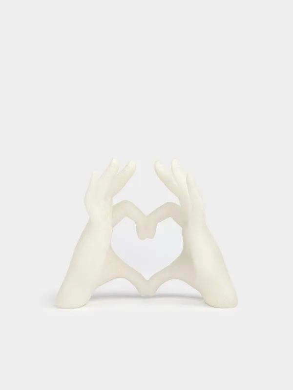 Мүсінше, 20х17 см, полирезин, сүт түстес, Жүрек қимылы, Hand, image-2