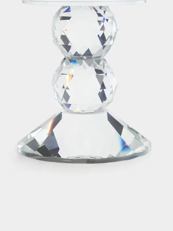 Шам ұстағыш, 13 см, цилиндрлік шамға арналған аяқты, шыны, Гүл, Crystal flower, image-1