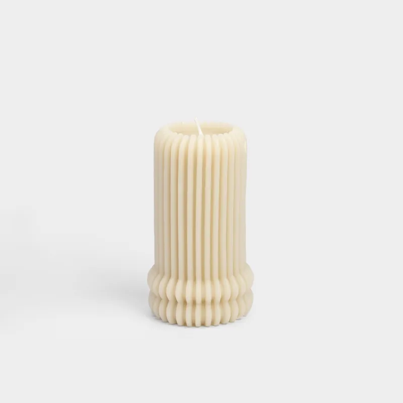 Шам, 7x13 см, цилиндрлік, сарғылт-қоңыр, Ribbed candle