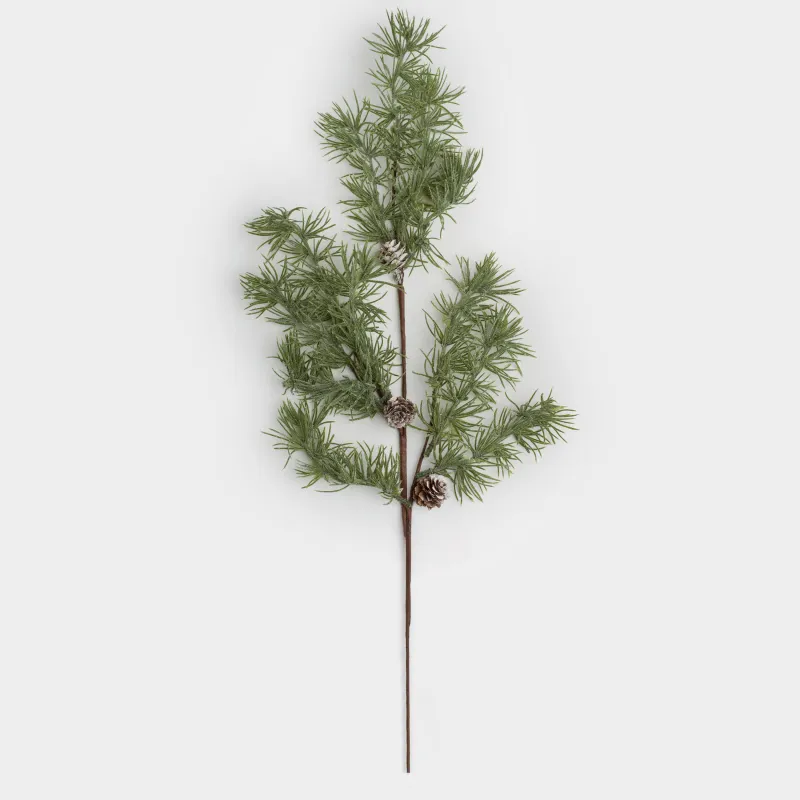 Ветка декоративная, 96 см, Заснеженная хвоя с шишками, Conifer decor, image-0
