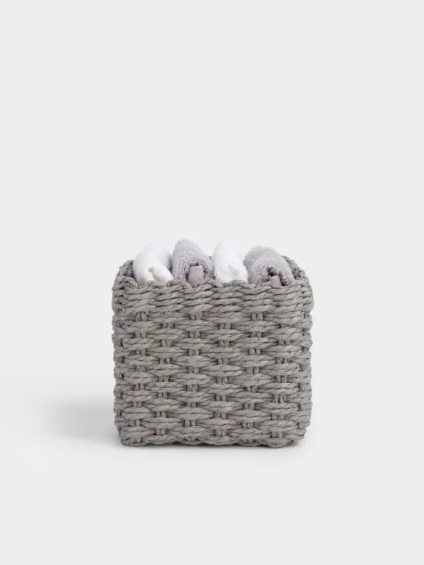 Сүлгі, 30х30 см, 4 дана, себетке салынған, мақта/целлюлоза, сұр/ақ, Basket towel, image-0