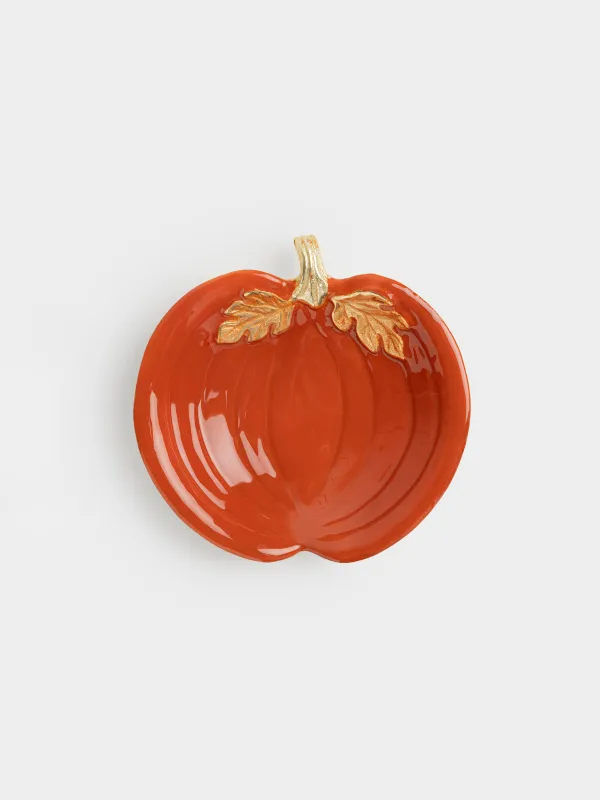 Блюдо декоративное, 20х20 см, металл, оранжево-золотистое, Тыква, Autumn gourds, image-1