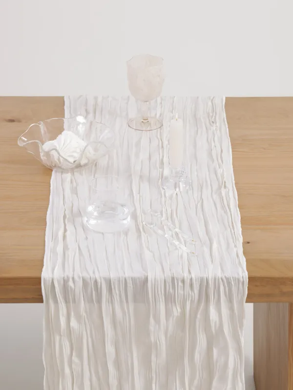 Үстел төсеніші, 40х160 см, полиэстер, ақ, Мыжылған әсер, Wavy white, image-4