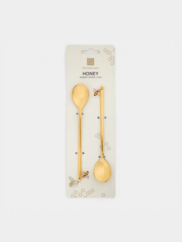 Ложка десертная, 14 см, 2 шт, сталь, золотистая, Пчела, Honey, image-5