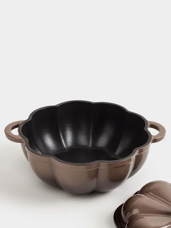 Кәстрөл, 20 см, 1,7 л, қақпағы бар, шойын, қоңыр, асқабақ, Gourd, image-5