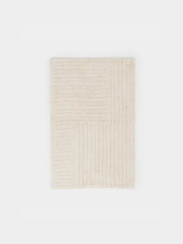 Кілем, 50x80 см, тайғанамайтын, мақта, сүтті, 3D жолақтар, Stripe, image-0