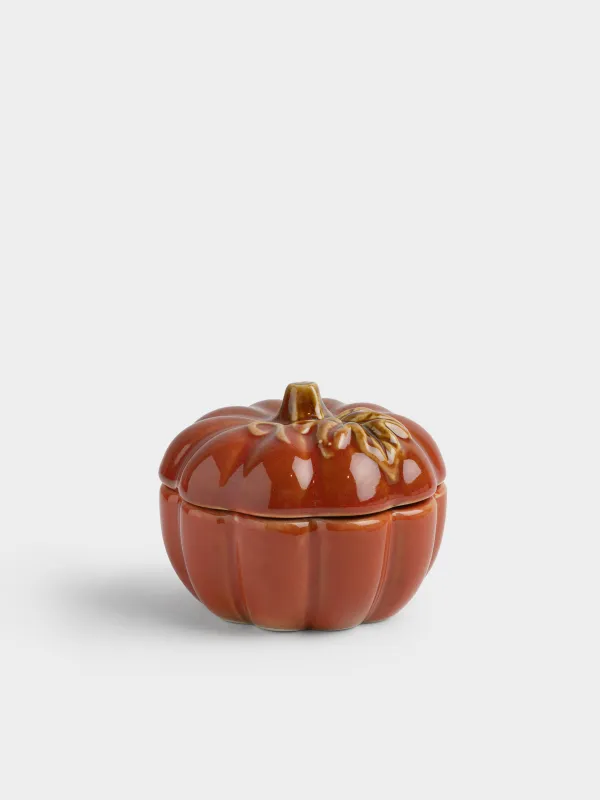Емкость для хранения, 10х8 см, 160 мл, керамика K, оранжевая, Тыква, Autumn gourds, image-0