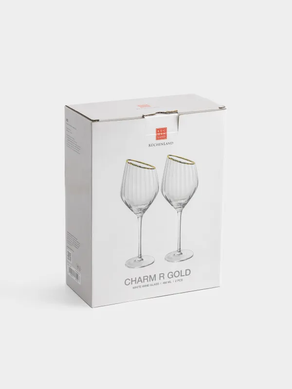 Бокал для белого вина, 2 шт, с золотистым кантом, Charm R gold, image-6