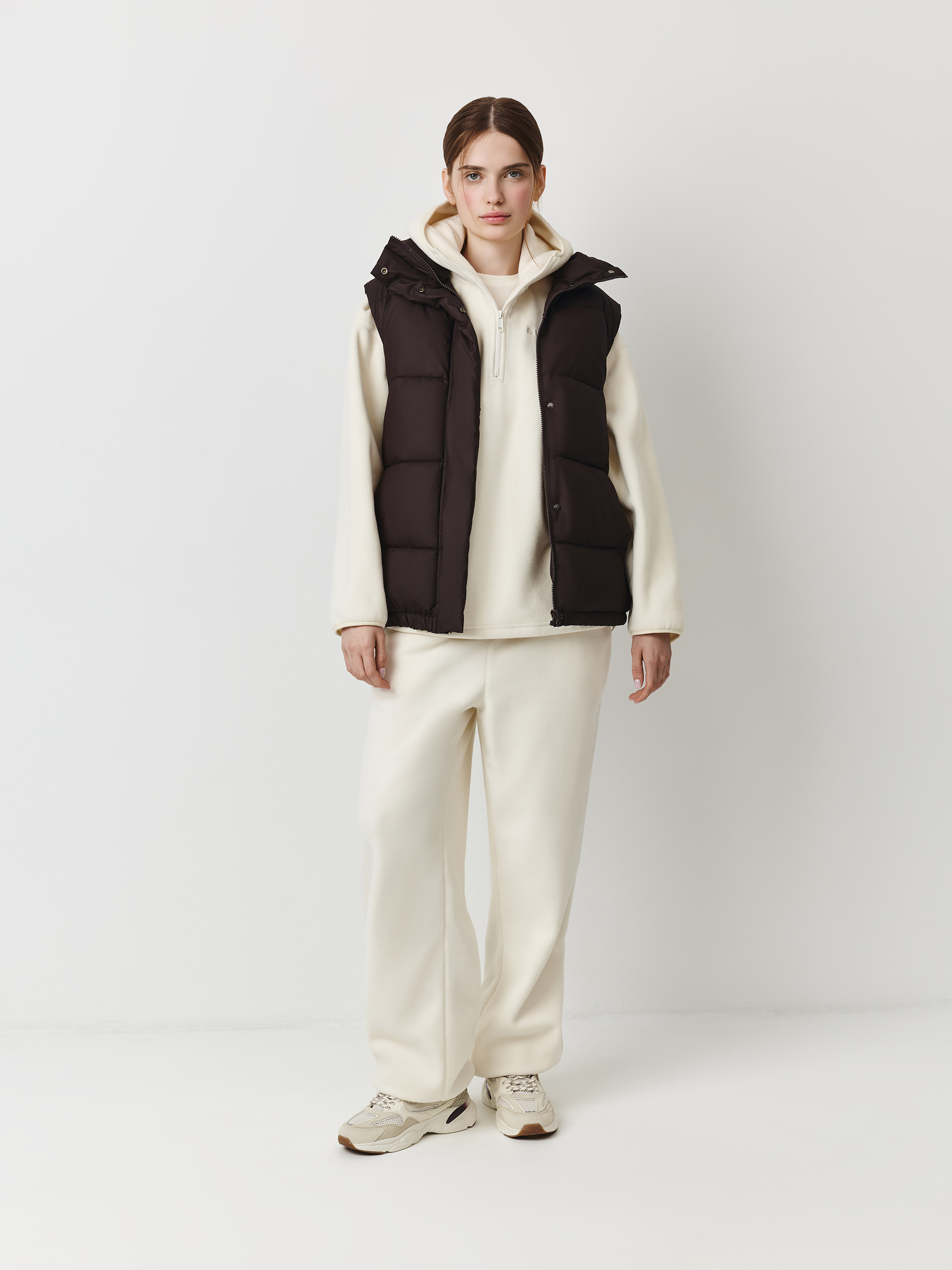 Әйелдер жилеті, size S, сырылған, полиэстер, мокко, Eileen, image-3