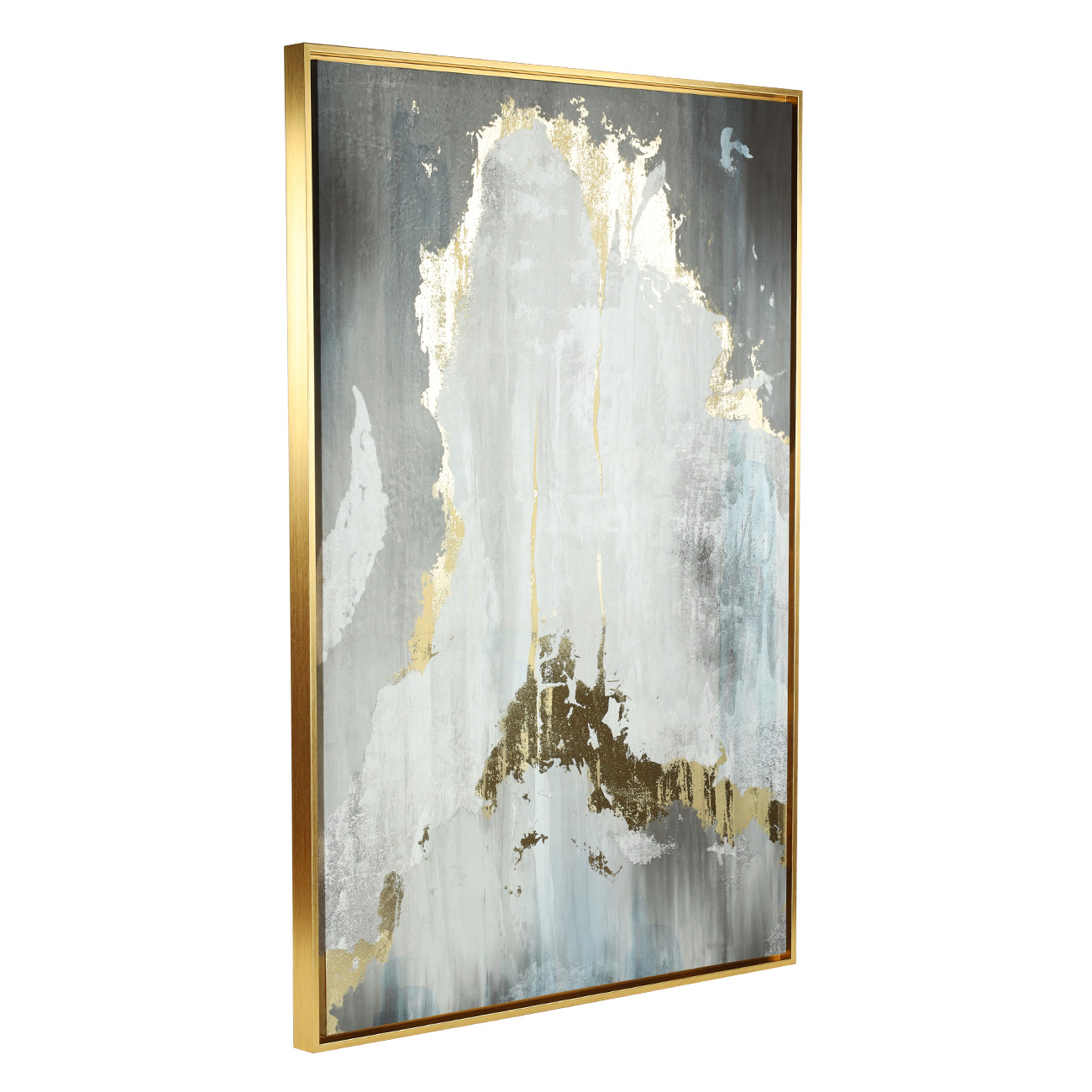 Картина в раме, 80х120 см, холст/фольга, золотисто-серая, Абстракция, Abstract изображение № 3