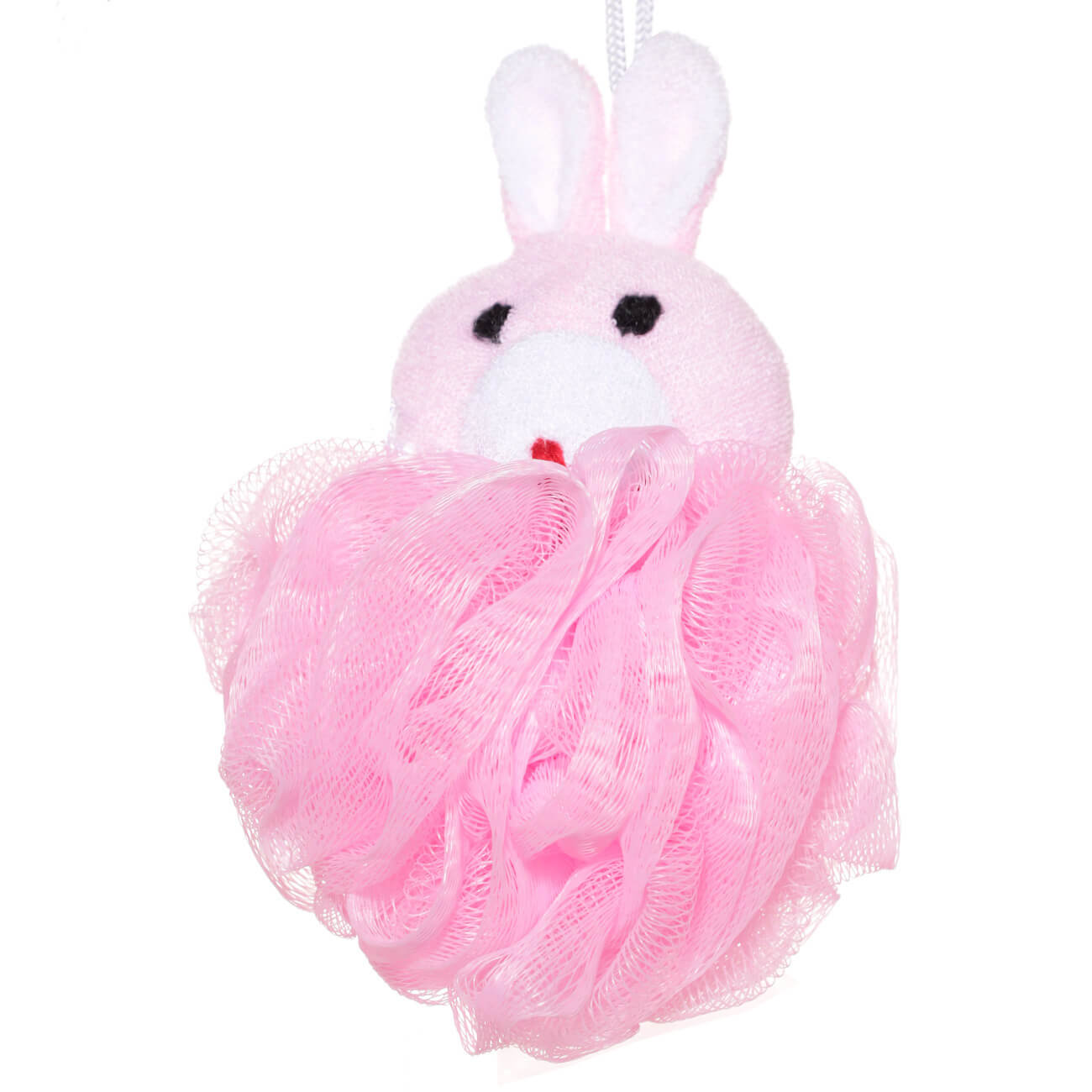 Мочалка для мытья тела, 12 см, детская, полиэтилен/полиэстер, розовая, Заяц, Rabbit изображение № 1