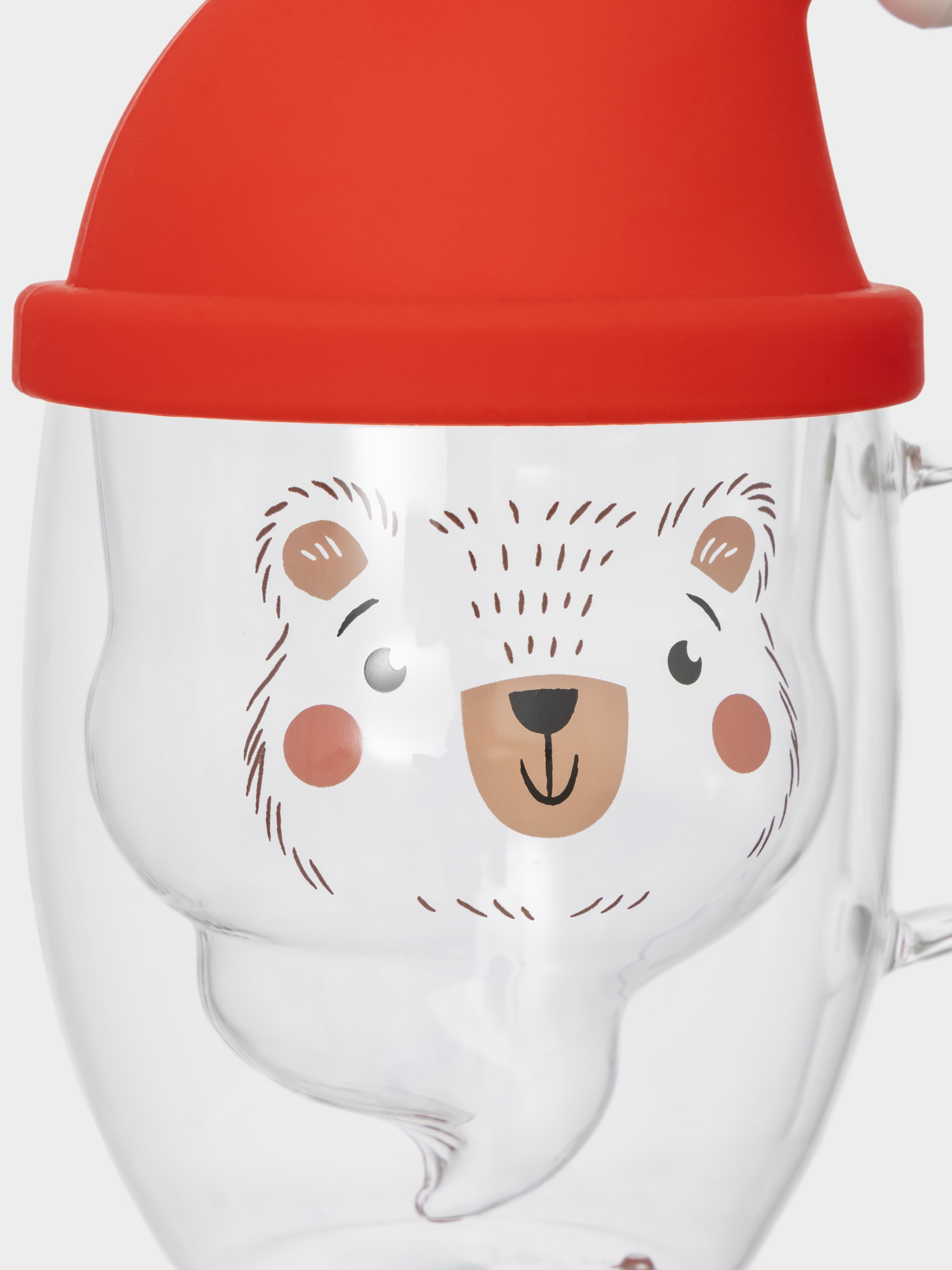 Кружка, 300 мл, с крышкой, стекло Б/силикон, Медведь, Air shape, image-3