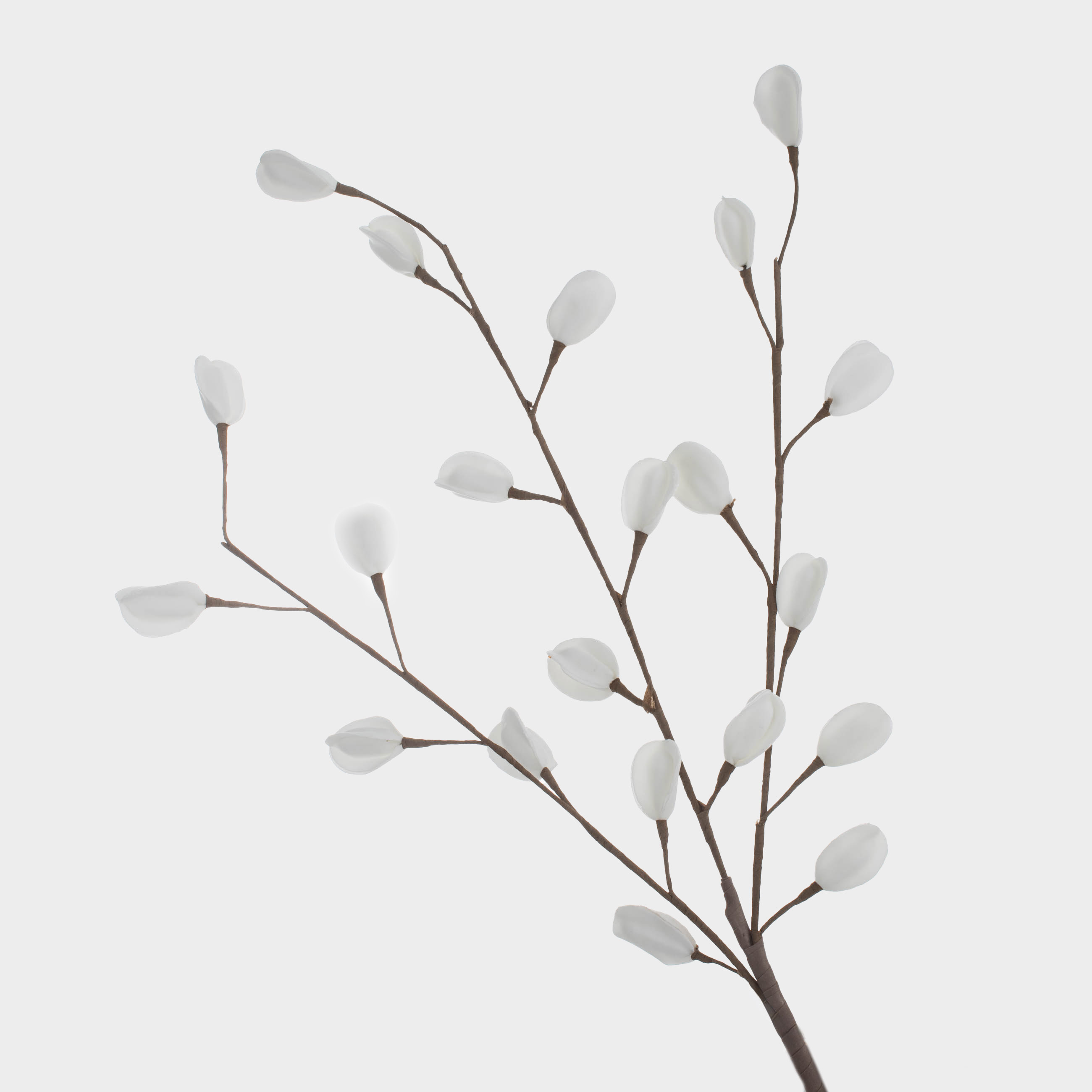 Ветка декоративная, 1 м, пенопласт/металл, Белые листья, Flower garden, image-0
