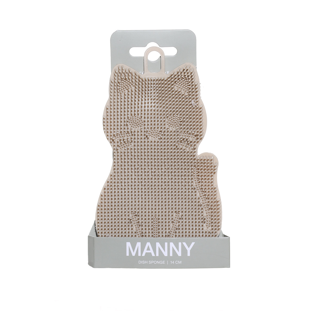 Губка для мытья посуды, 14х9 см, силикон, бежевая, Кот, Manny, image-1
