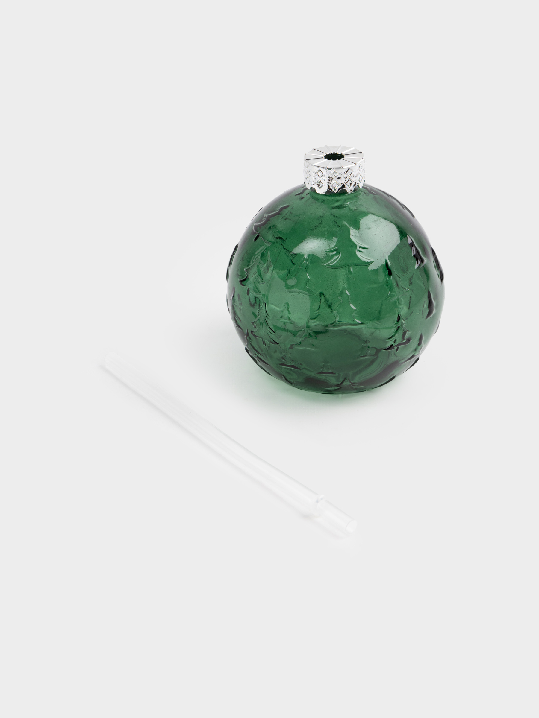 Сусындарға арналған құты, 590 мл, қақпағы мен түтігі бар, шыны, жасыл, Шар, Christmas drink, image-1