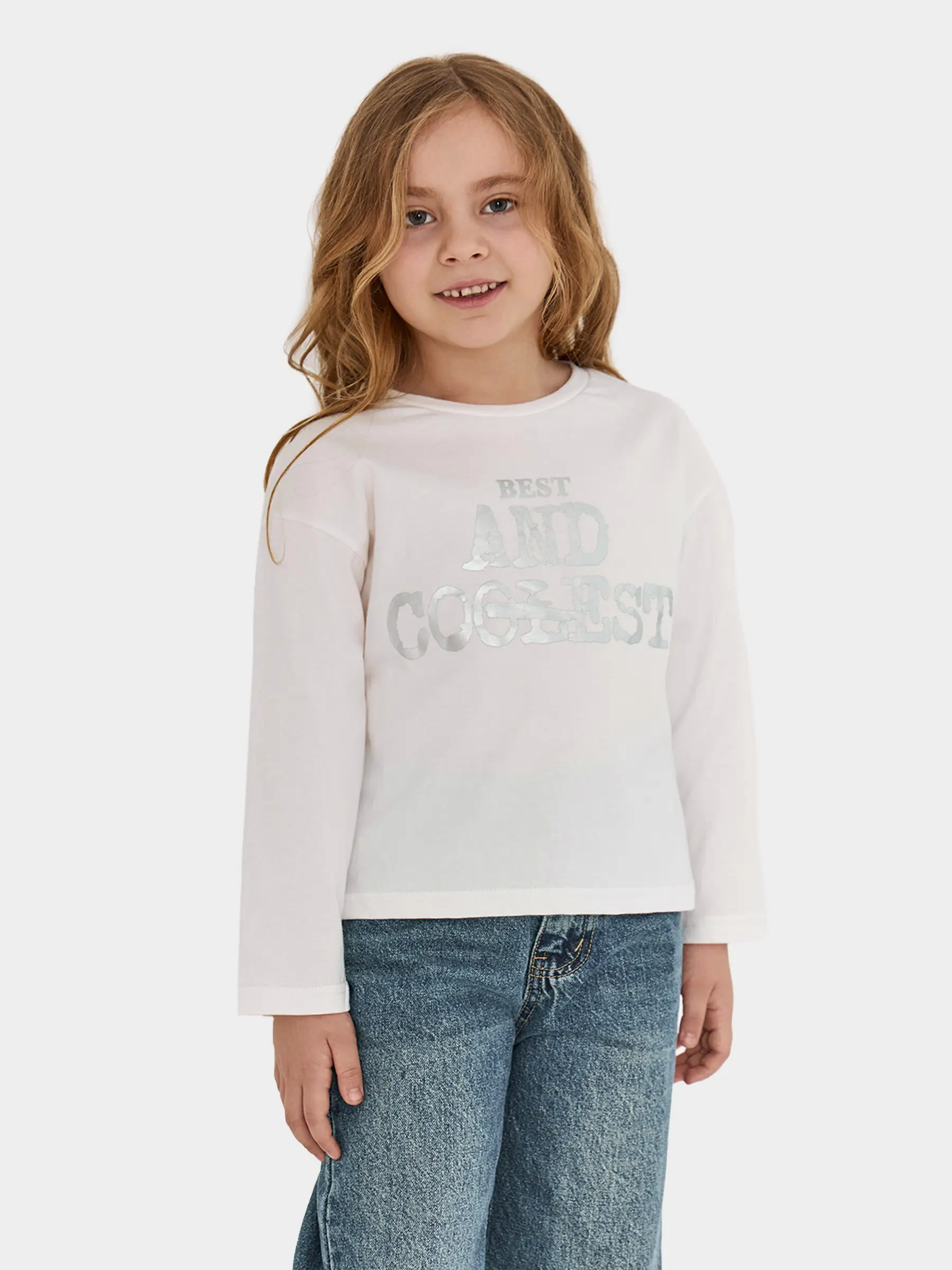 Балаларға арналған лонгслив, өлшемі 122 см, қыздарға арналған, мақта, сүт түстес, Uliana, image-0