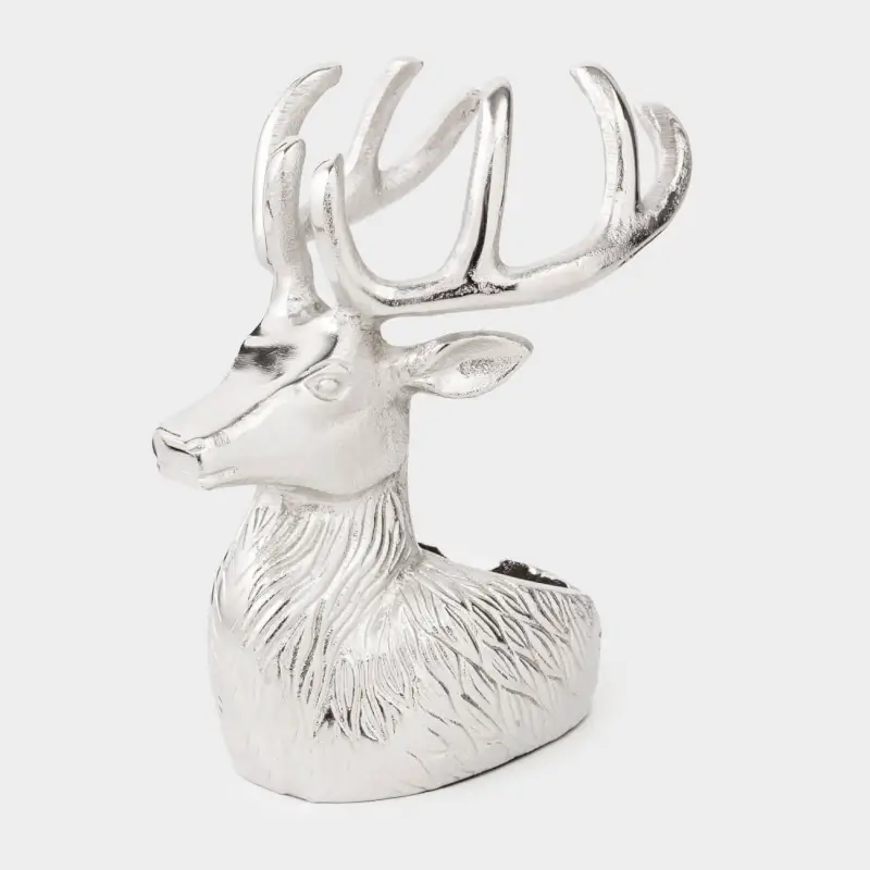 Подставка для бутылки, 20 см, металл, серебристая, Олень, Arctic deer, image-0