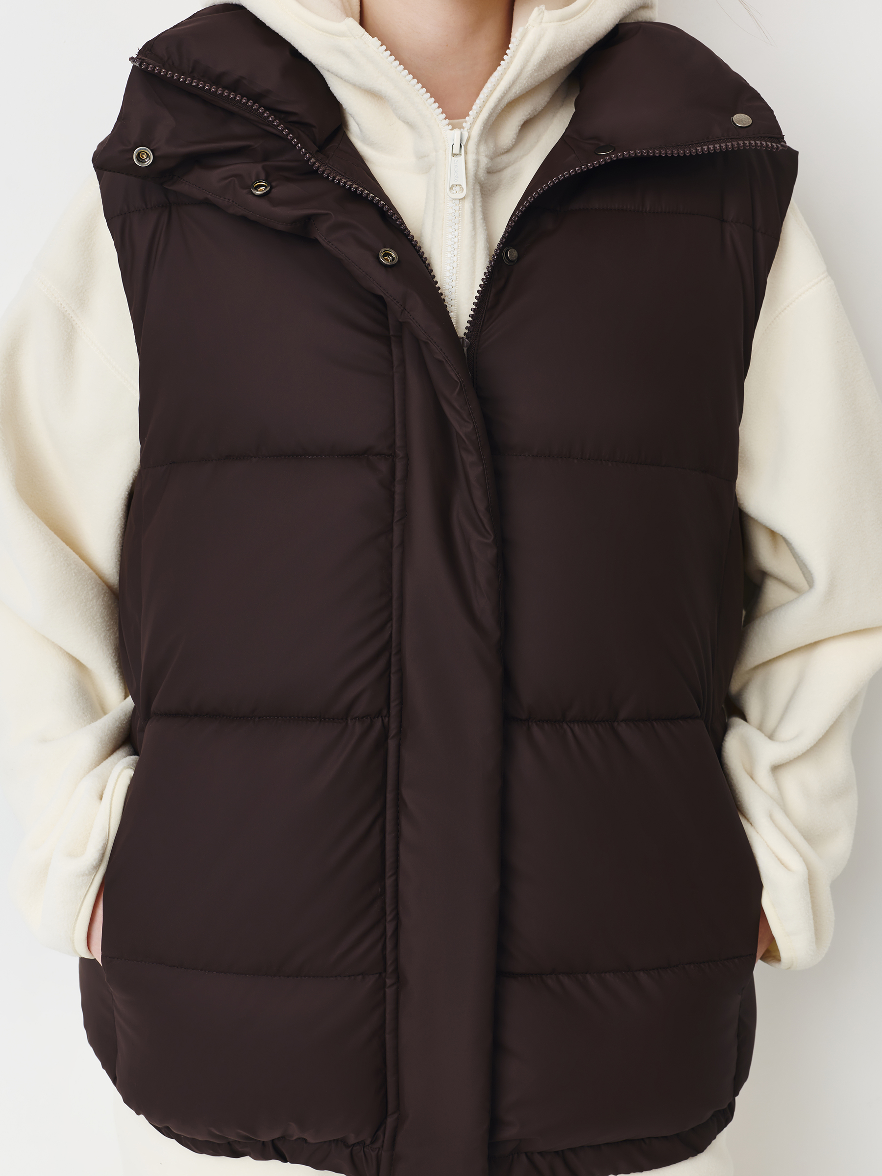 Әйелдер жилеті, size S, сырылған, полиэстер, мокко, Eileen, image-1